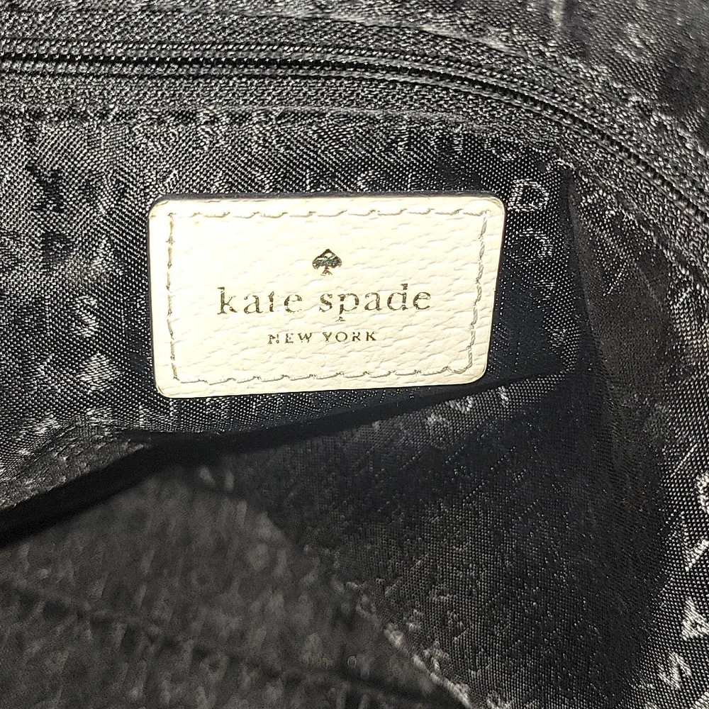 kate spade Black Leather Satchel with Ivory Bow Accent